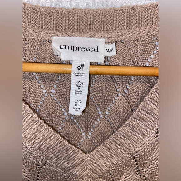 Women’s EMPROVED knitted organic cotton V Neck sweater size medium - Picture 3 of 12
